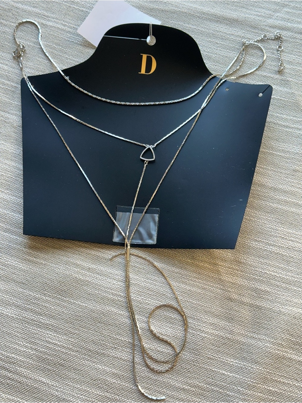 Dainty Silver 3 Layered Triangle Lariat Necklace - Women Jewelry